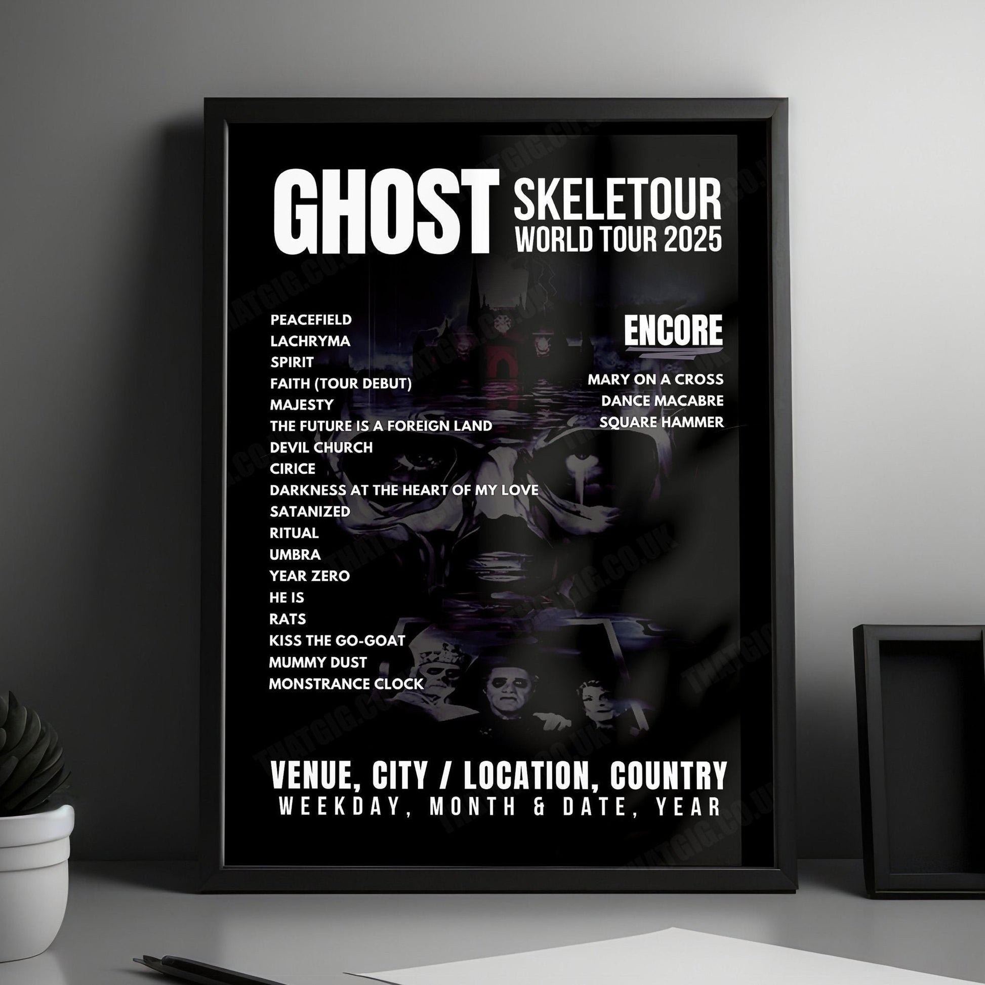 Ghost Setlist Poster - The OVO Hydro, Glasgow - April 16th, 2025