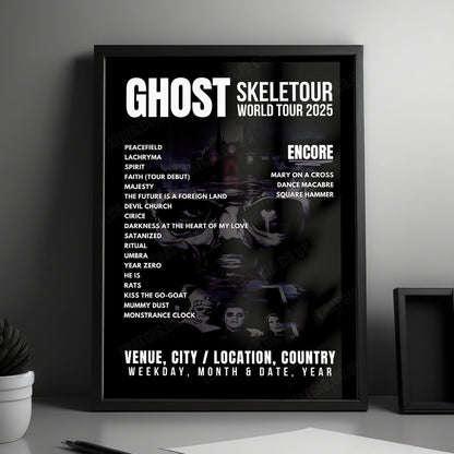 Ghost Setlist Poster - The OVO Hydro, Glasgow - April 16th, 2025