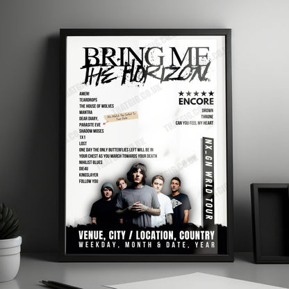 Bring Me the Horizon Setlist Poster - Sick New World Sideshows 2024 - April 26, 2024