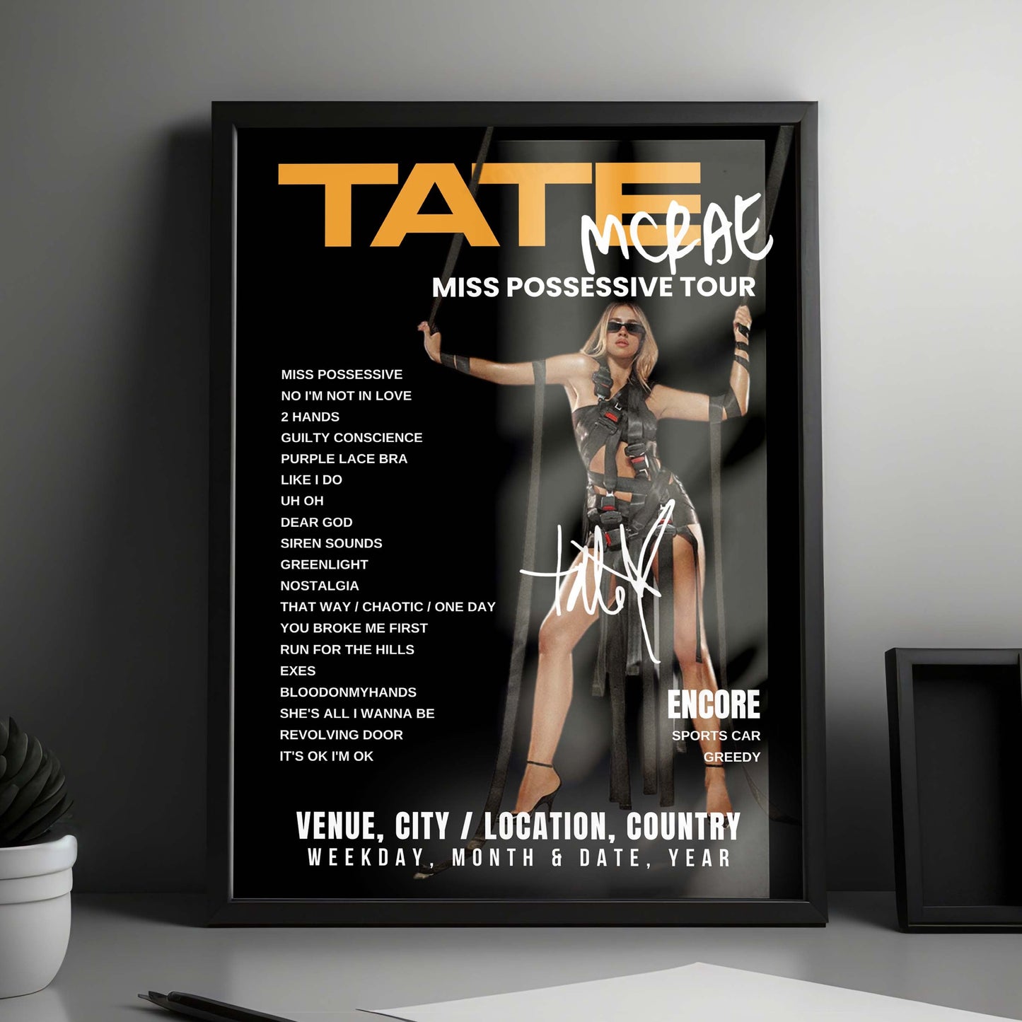 Tate McRae Setlist Poster - 3Arena, Dublin - May 16th, 2025