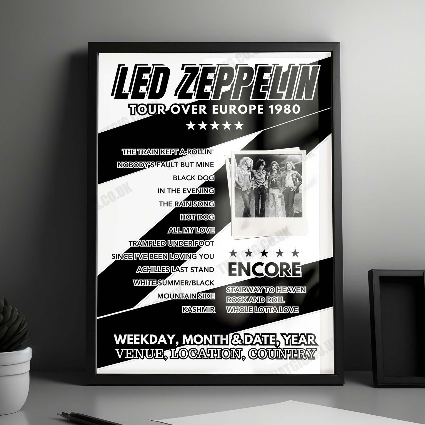 Led Zeppelin Setlist Poster - The Heath Hotel, Bewdley - April 28th, 1990