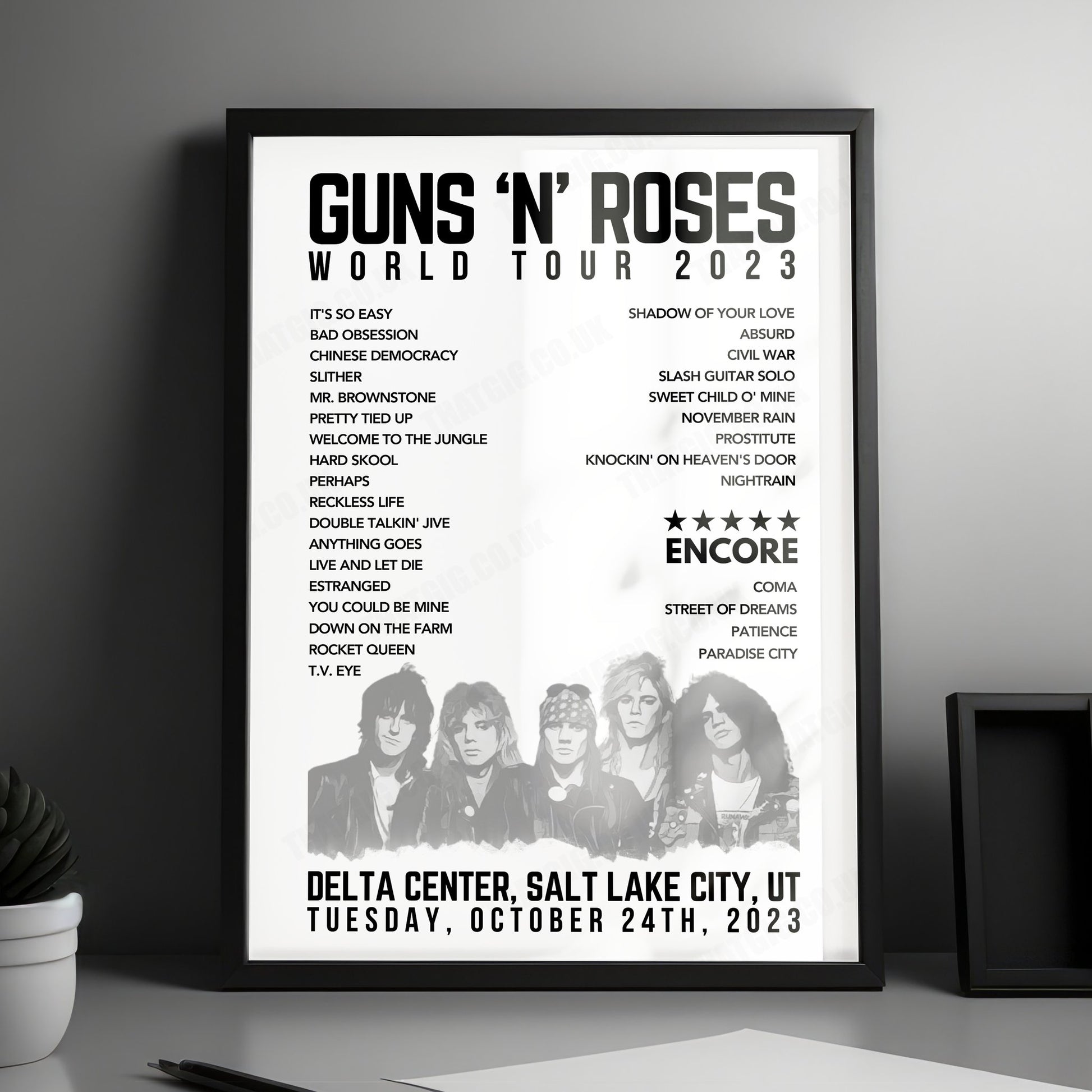 Guns N’ Roses Setlist Poster - Delta Center, Salt Lake City - October 24th, 2023
