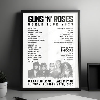 Guns N’ Roses Setlist Poster - Delta Center, Salt Lake City - October 24th, 2023