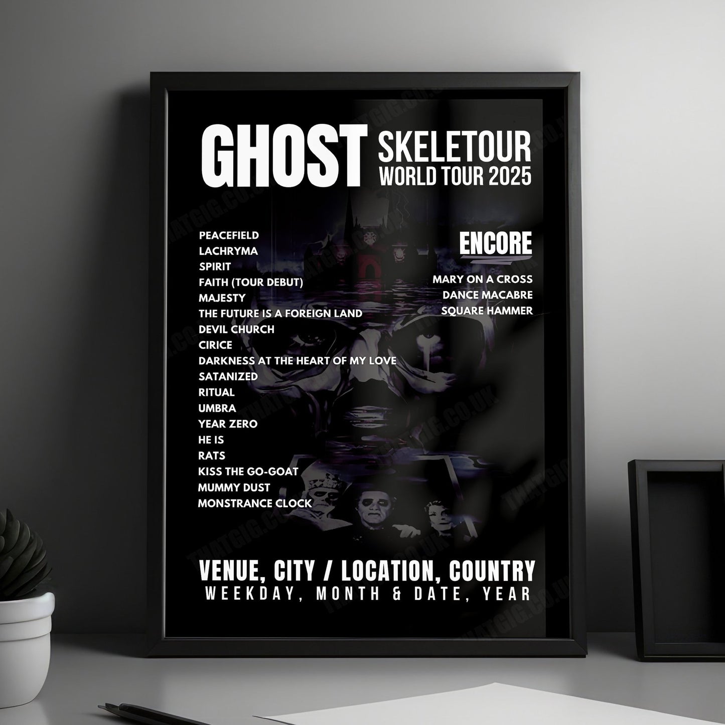 Ghost Setlist Poster - Ziggo Dome, Amsterdam - May 8th, 2025
