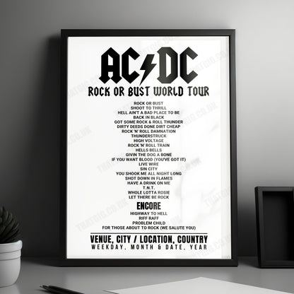 AC/DC Setlist Poster - Zeppelinfeld, Nuremberg - May 8th, 2015