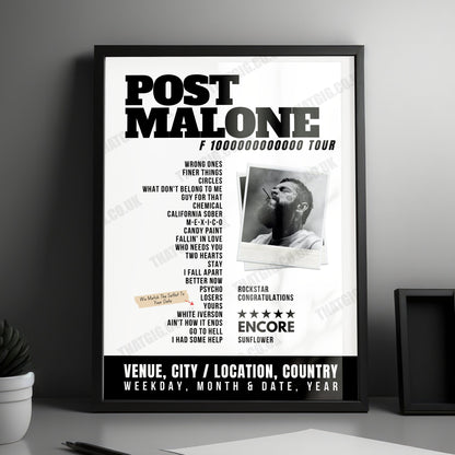 Post Malone Setlist Poster - XFINITY Theatre - September 21st, 2024