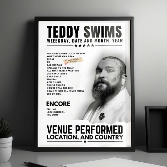 Teddy Swims Setlist Poster - Terminal 5, New York - November 14th, 2023