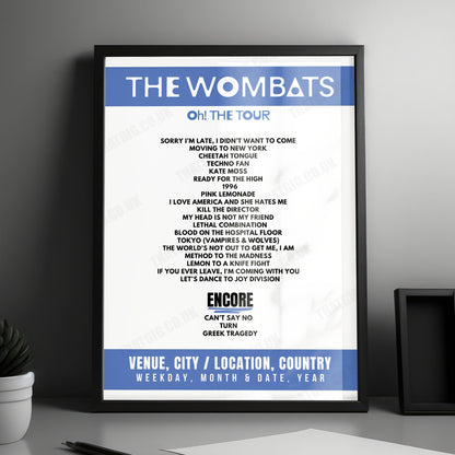 The Wombats Setlist Poster - First Direct Arena, Leeds - March 26th, 2025