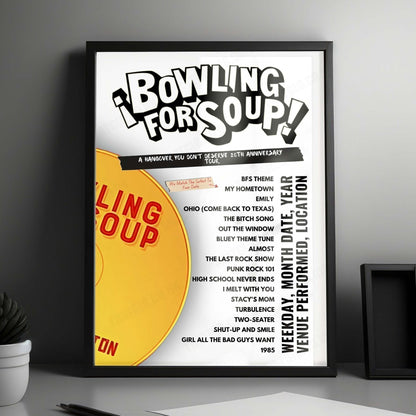 Bowling for Soup Setlist Poster - Union Hall Edmonton - October 16th, 2024