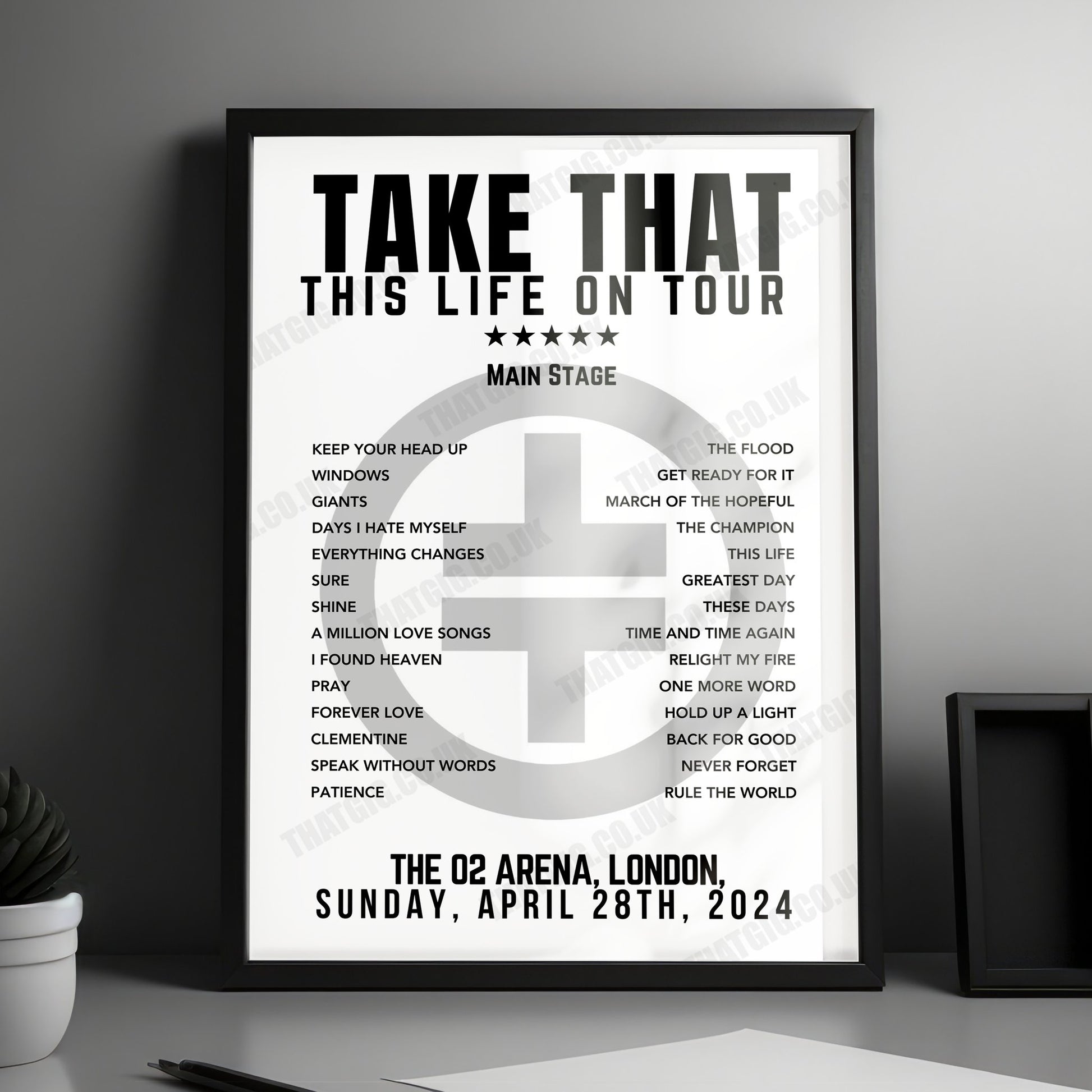 Take That Setlist Poster - The 02 Arena, London - April 28th, 2024