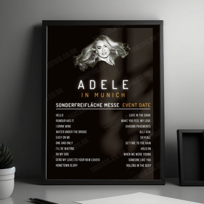 Adele Setlist Poster - Sonderfreifläche Messe, Munich - August 16th, 2024