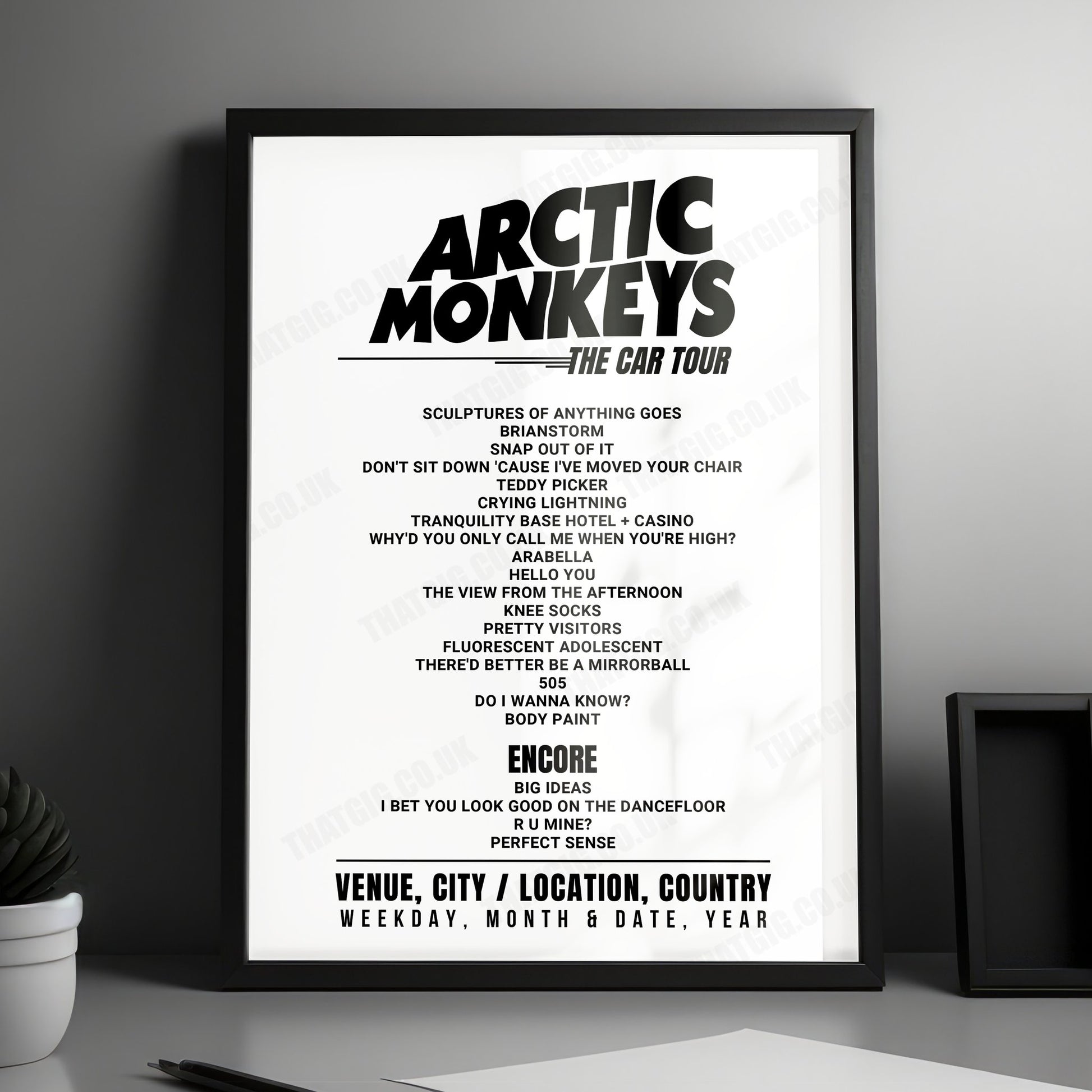 Arctic Monkeys Setlist Poster - Festival Site, Glenworth Valley - December 29th, 2022