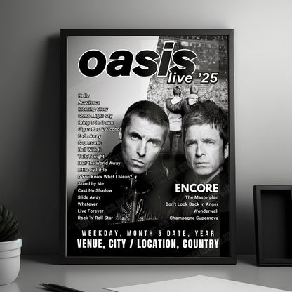 Oasis Setlist Poster - Principality Stadium, Cardiff - July 5th, 2025