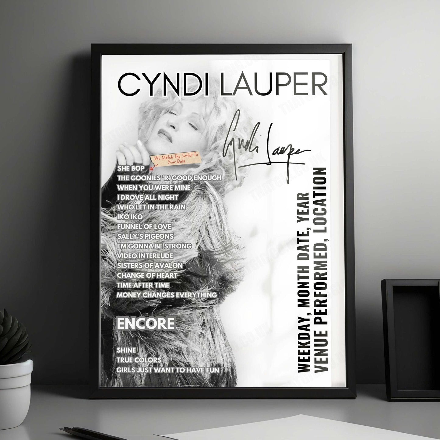 Cyndi Lauper Setlist Poster - Value City Arena Columbus - November 3rd, 2024
