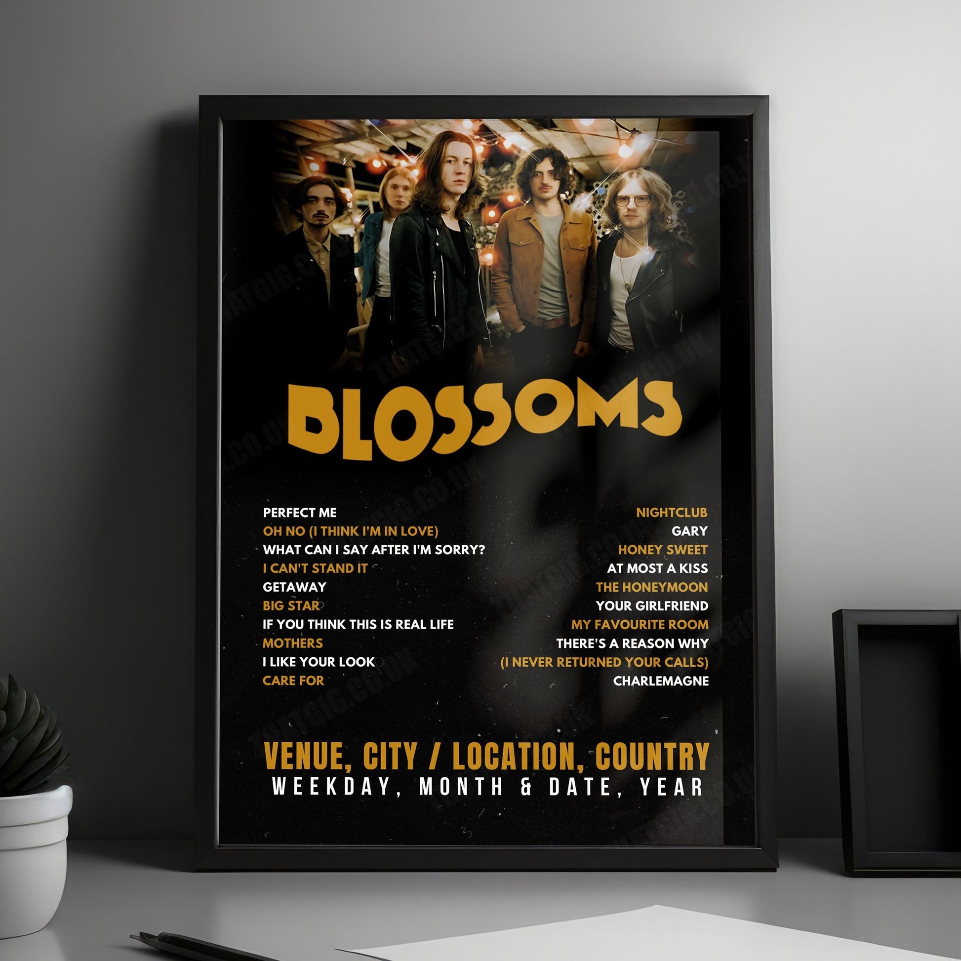 Blossoms Setlist Poster - O2 Apollo Manchester, Manchester - November 23rd, 2024