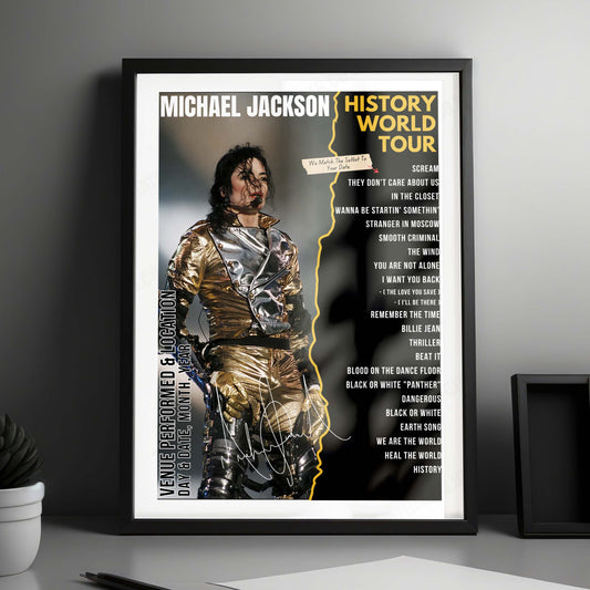 Michael Jackson Setlist Poster - Wembley Stadium, London, England - July 15th, 1997