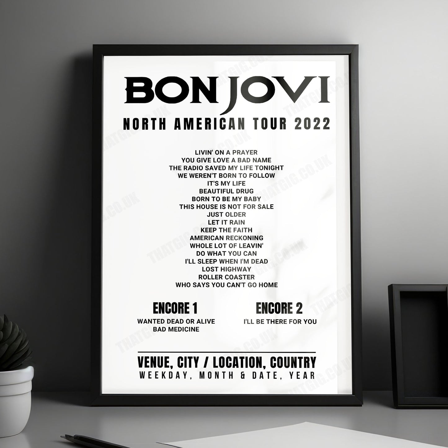 Bon Jovi Setlist Poster - Spectrum Center, Charlotte - April 8th, 2022