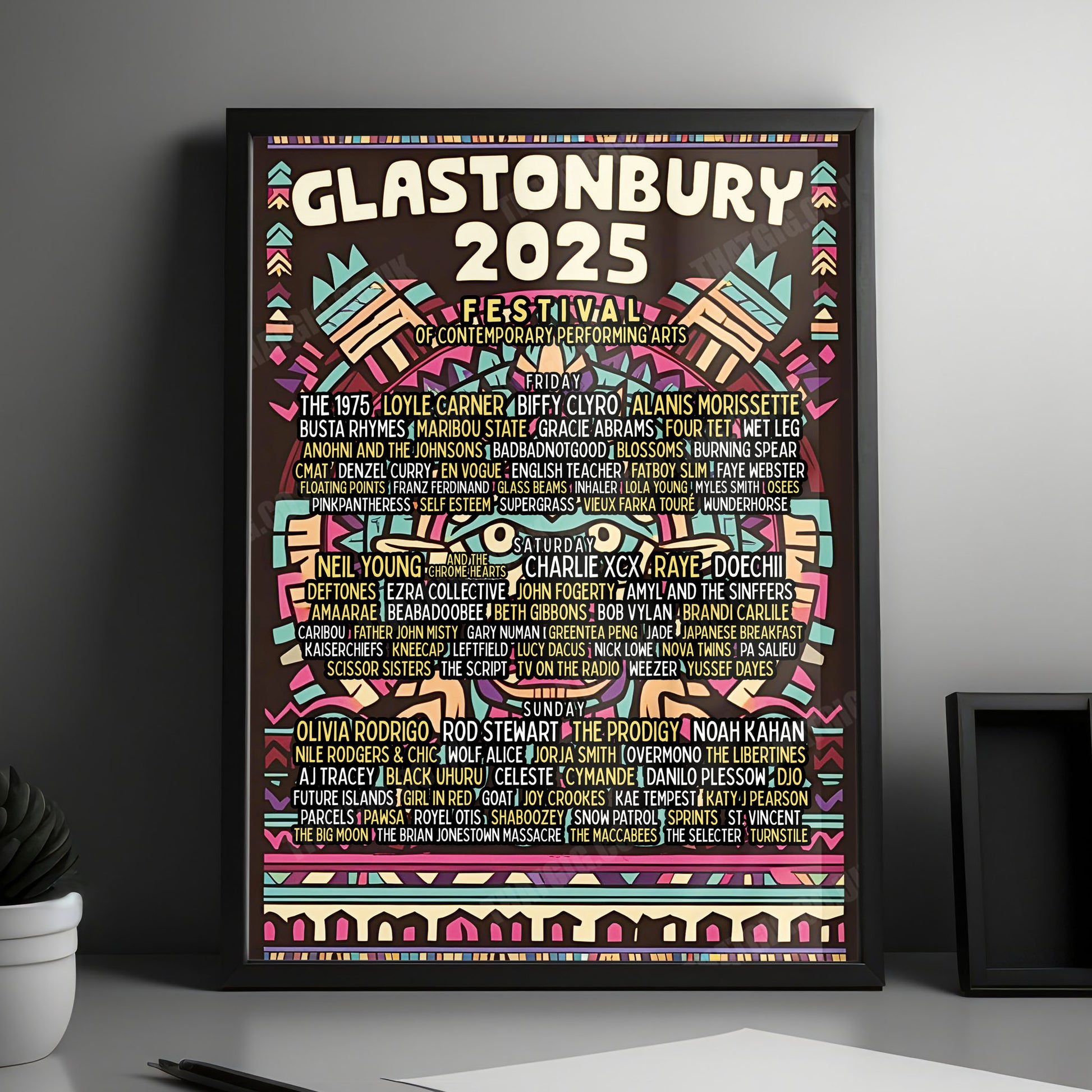 Glastonbury Festival Poster 2025 - 3-Day Line-up, Worthy Farm, Pilton