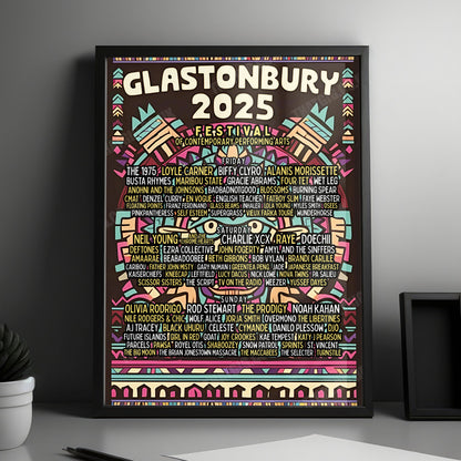Glastonbury Festival Poster 2025 - 3-Day Line-up, Worthy Farm, Pilton