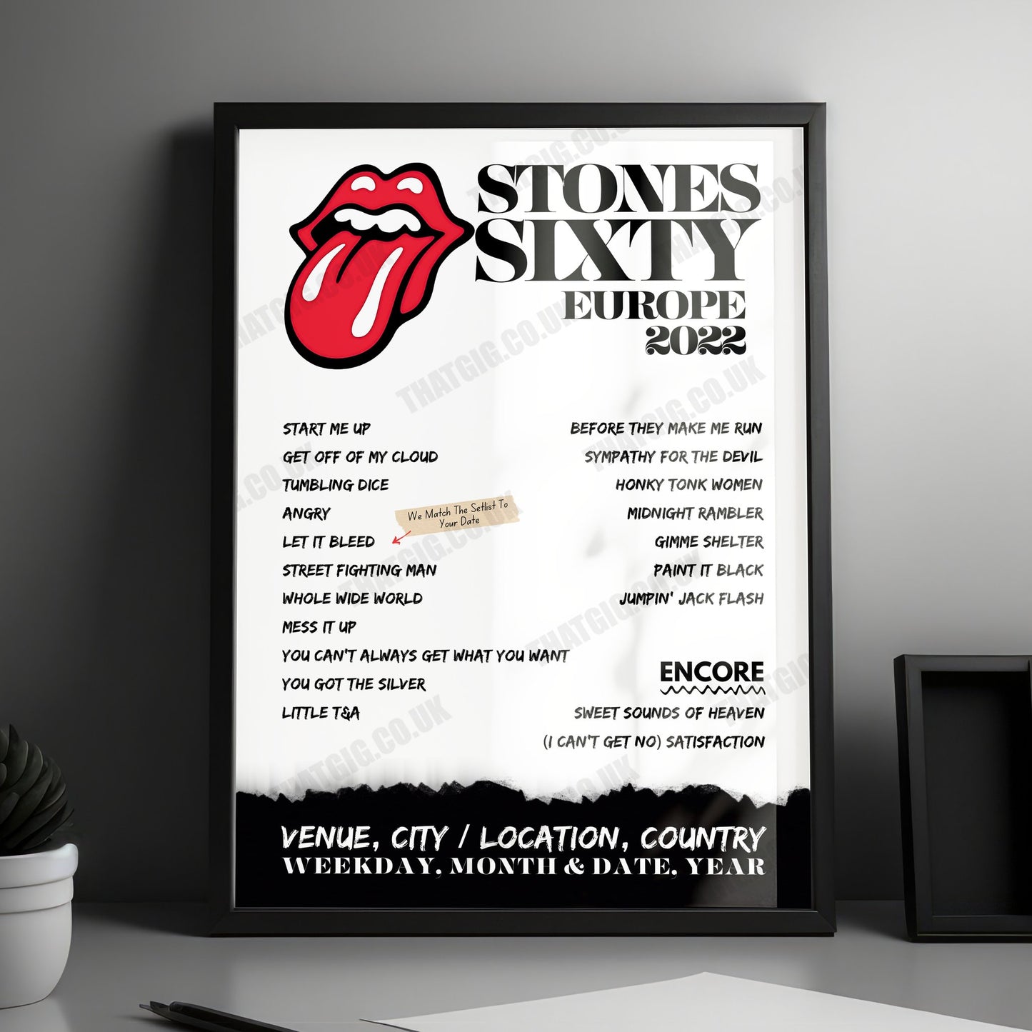The Rolling Stones Setlist Poster - Stadio Giuseppe Meazza, Milan, Italy - June 21st, 2022