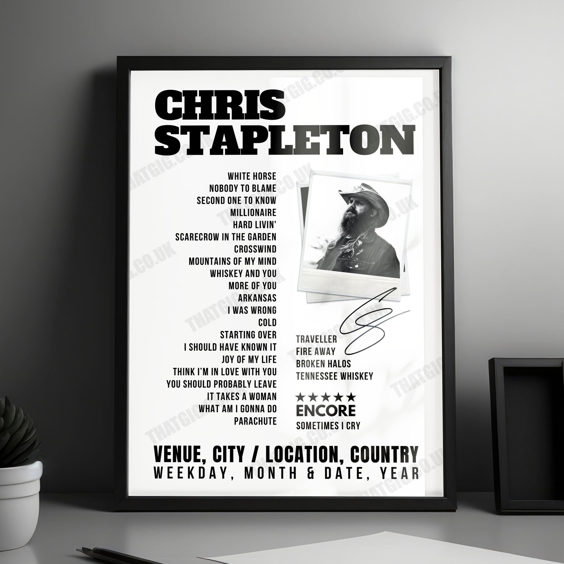 Chris Stapleton Setlist Poster - Highland Festival Grounds at the Kentucky Expo Center, Louisville - September 18th, 2022