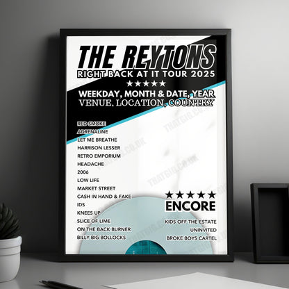 The Reytons Setlist Poster - O2 Academy Bournemouth, Bournemouth - February 8th, 2025