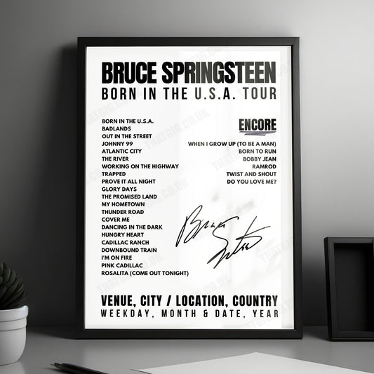 Bruce Springsteen Setlist Poster - CNE Stadium, Toronto - August 27th, 1985
