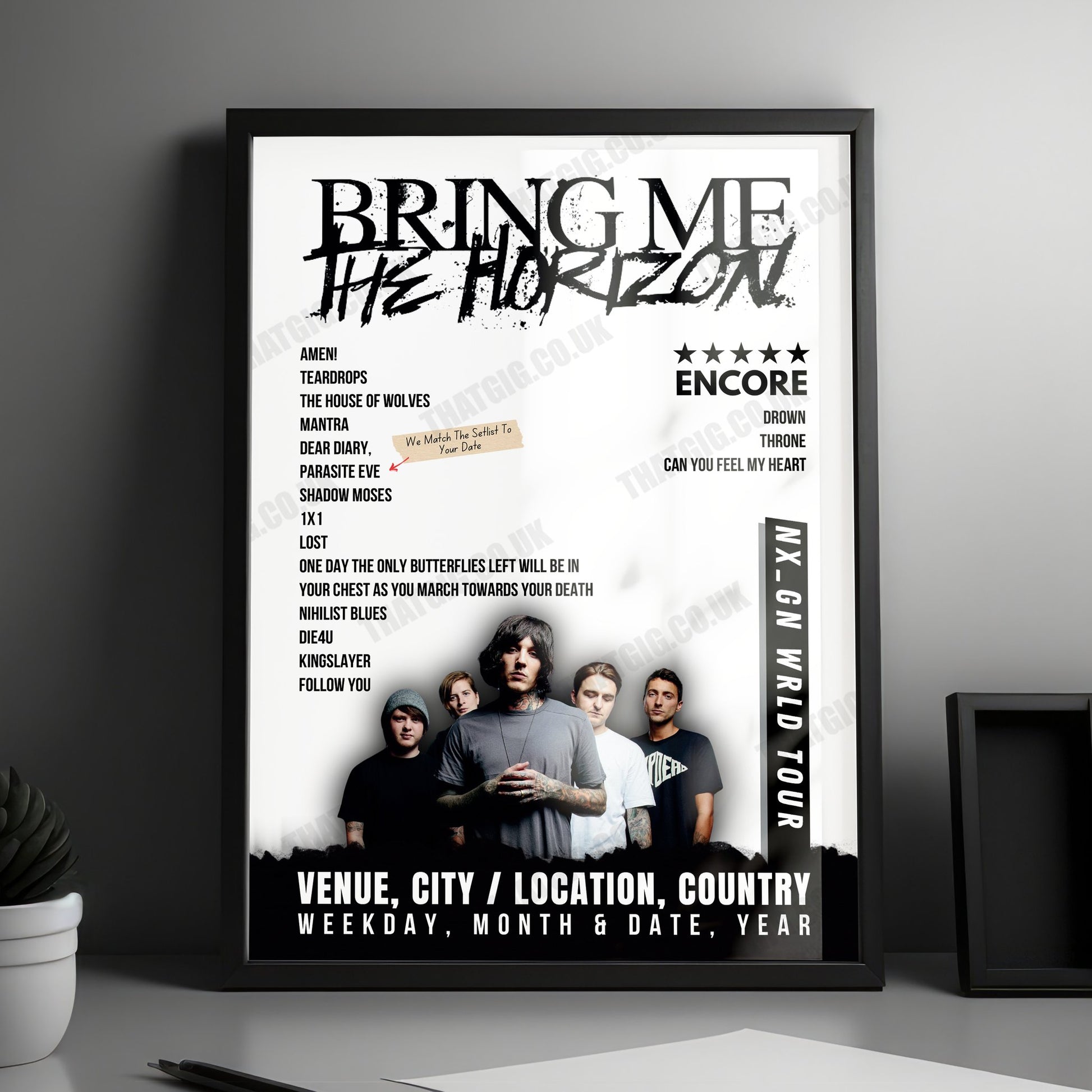 Bring Me the Horizon Setlist Poster - Las Vegas Festival Grounds, Las Vegas - April 27th, 2024
