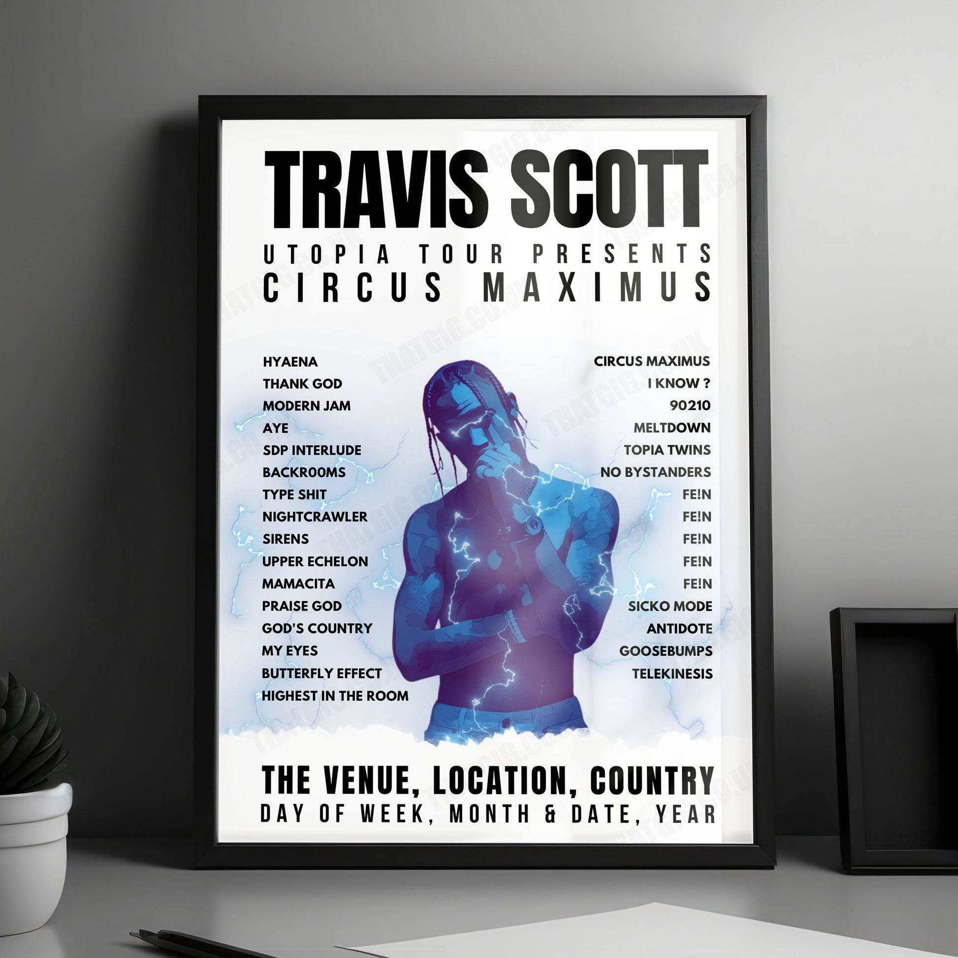 Travis Scott Setlist Poster - Centre Bell, Montreal - January 9th, 2024