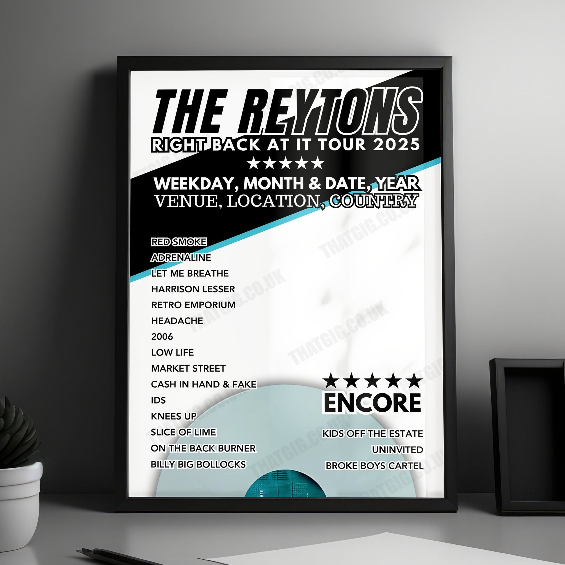 The Reytons Setlist Poster - O2 Academy Brixton, London, England - February 7th, 2025