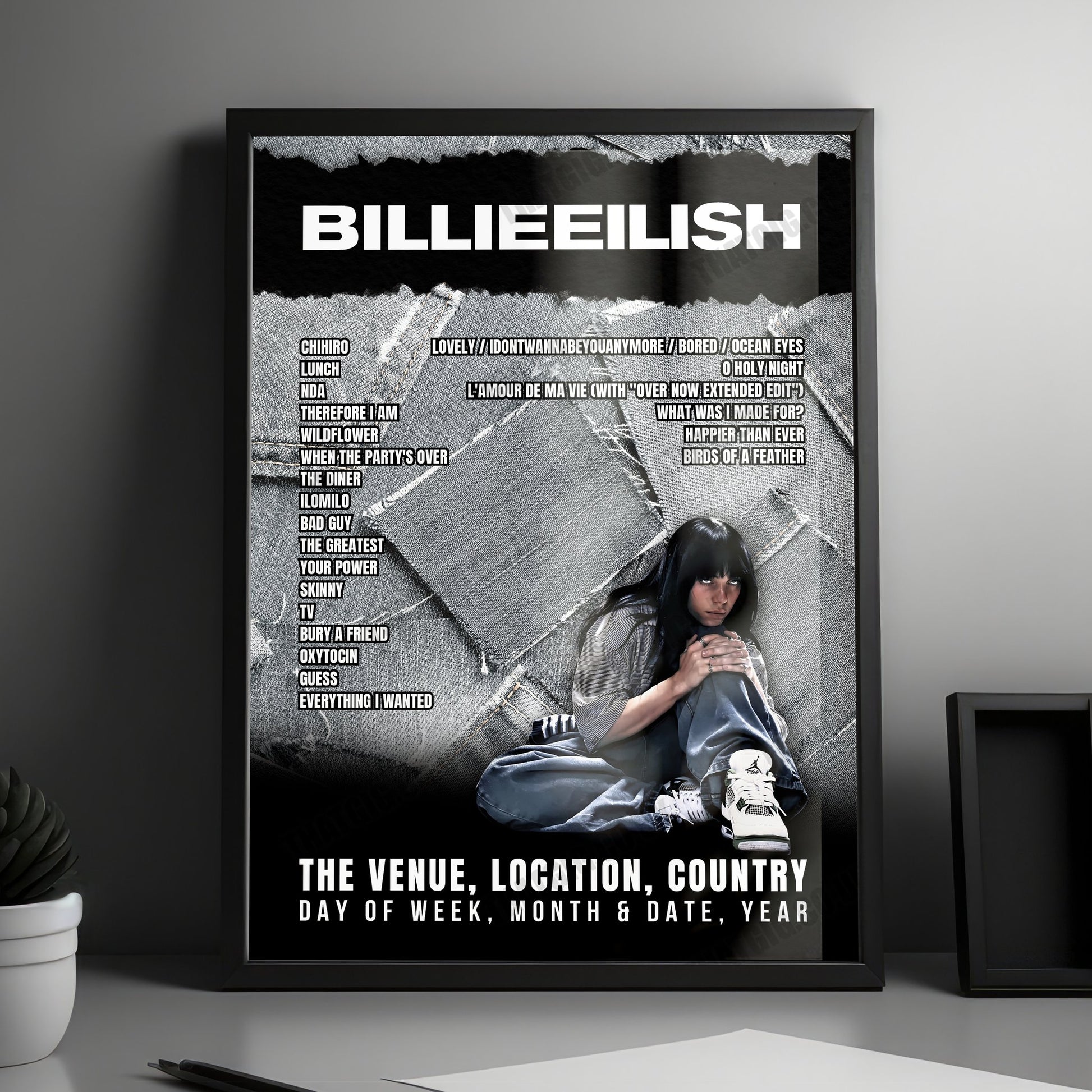 Billie Eilish Setlist Poster - United Center, Chicago - November 13th, 2024