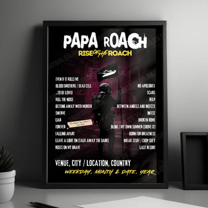 Papa Roach Setlist Poster - Jahrhunderthalle, Frankfurt, Germany - January 23rd, 2025