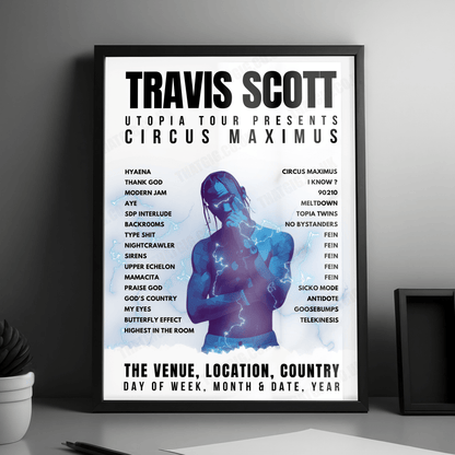 Travis Scott Setlist Poster - PNC Arena, Raleigh - October 13th, 2023
