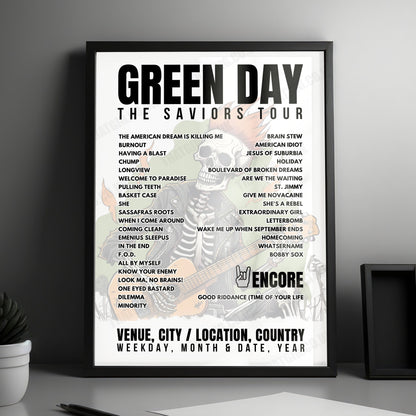 Green Day Setlist Poster - Nürburgring, Nürburg - June 8th, 2024