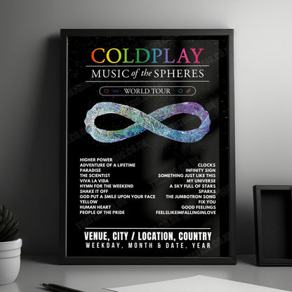 Coldplay Setlist Poster - Worthy Farm, Pilton - June 29th, 2024