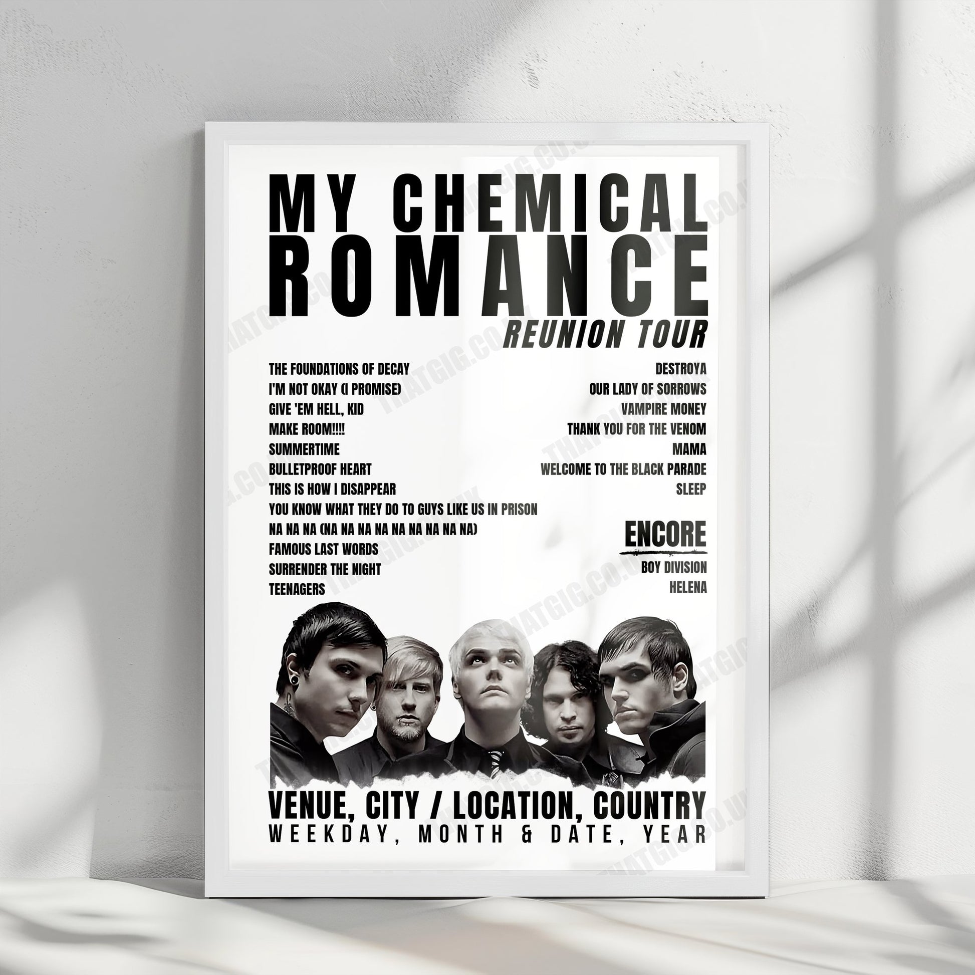 My Chemical Romance Setlist Poster - Las Vegas Festival Grounds, Las Vegas - October 23rd, 2022