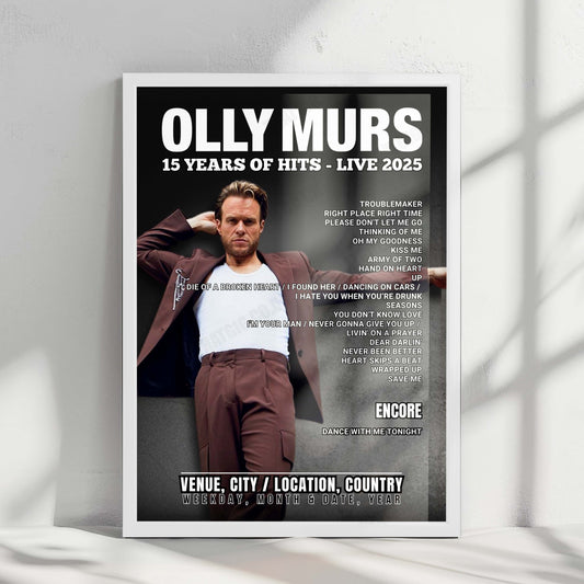 Olly Murs Setlist Poster - Motorpoint Arena, Nottingham - May 6th, 2025
