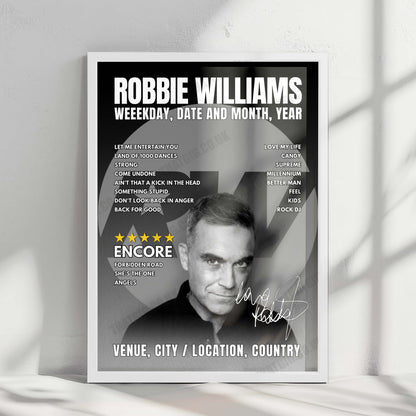 Robbie Williams Setlist Poster - Emirates Stadium, London - June 6th, 2025
