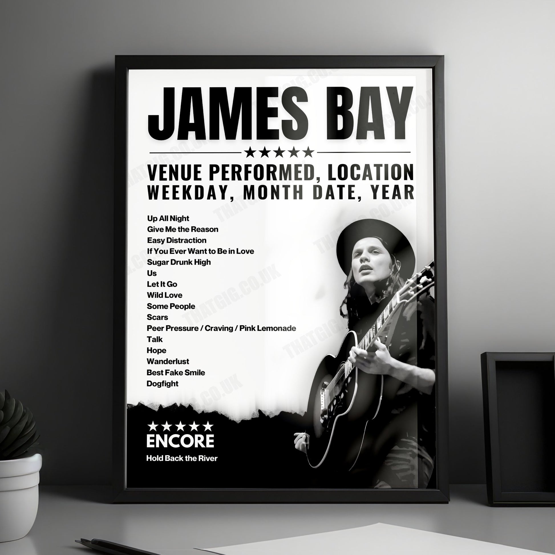 James Bay Setlist Poster - SWG3, Glasgow - July 14th, 2022