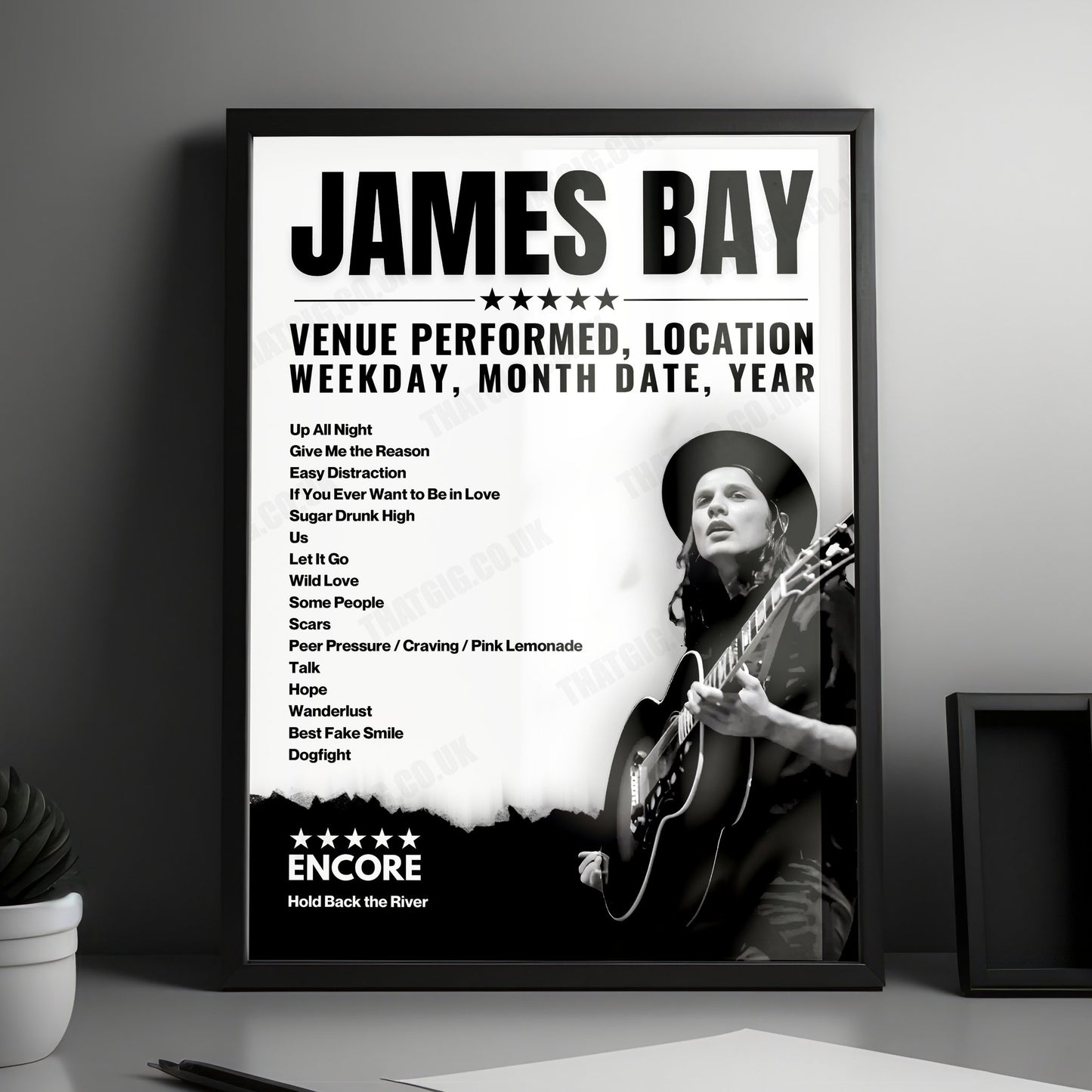 James Bay Setlist Poster - Looney Tunes CD Store, West Babylon - June 18th, 2022