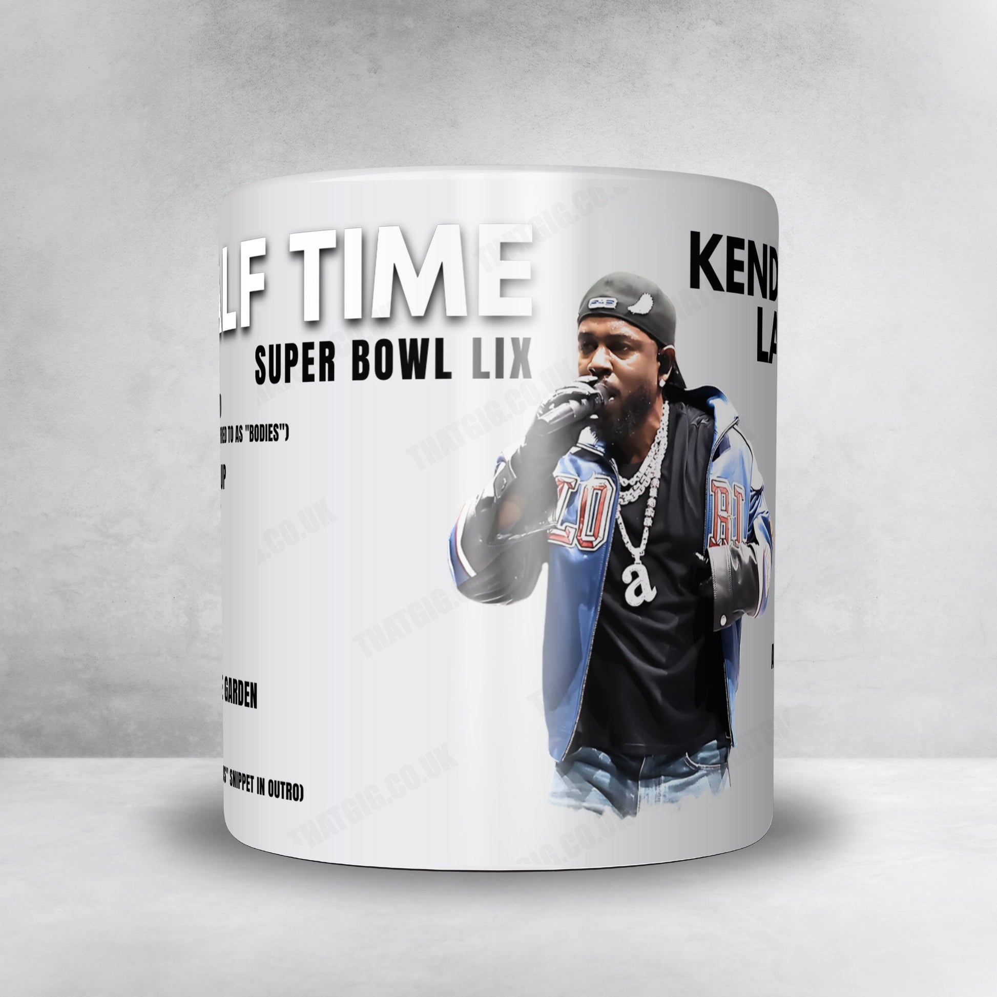 Kendrick Lamar Setlist Mug - Halftime Super Bowl LIX, Caesars Superdome, New Orleans - February 9th, 2025