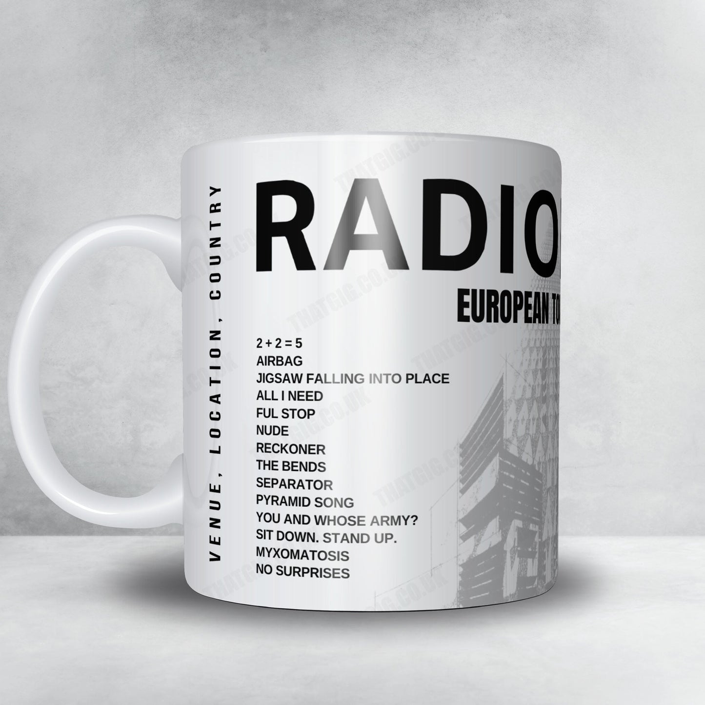 Radiohead Setlist Mug - Movistar Arena, Madrid - November 8th, 2025