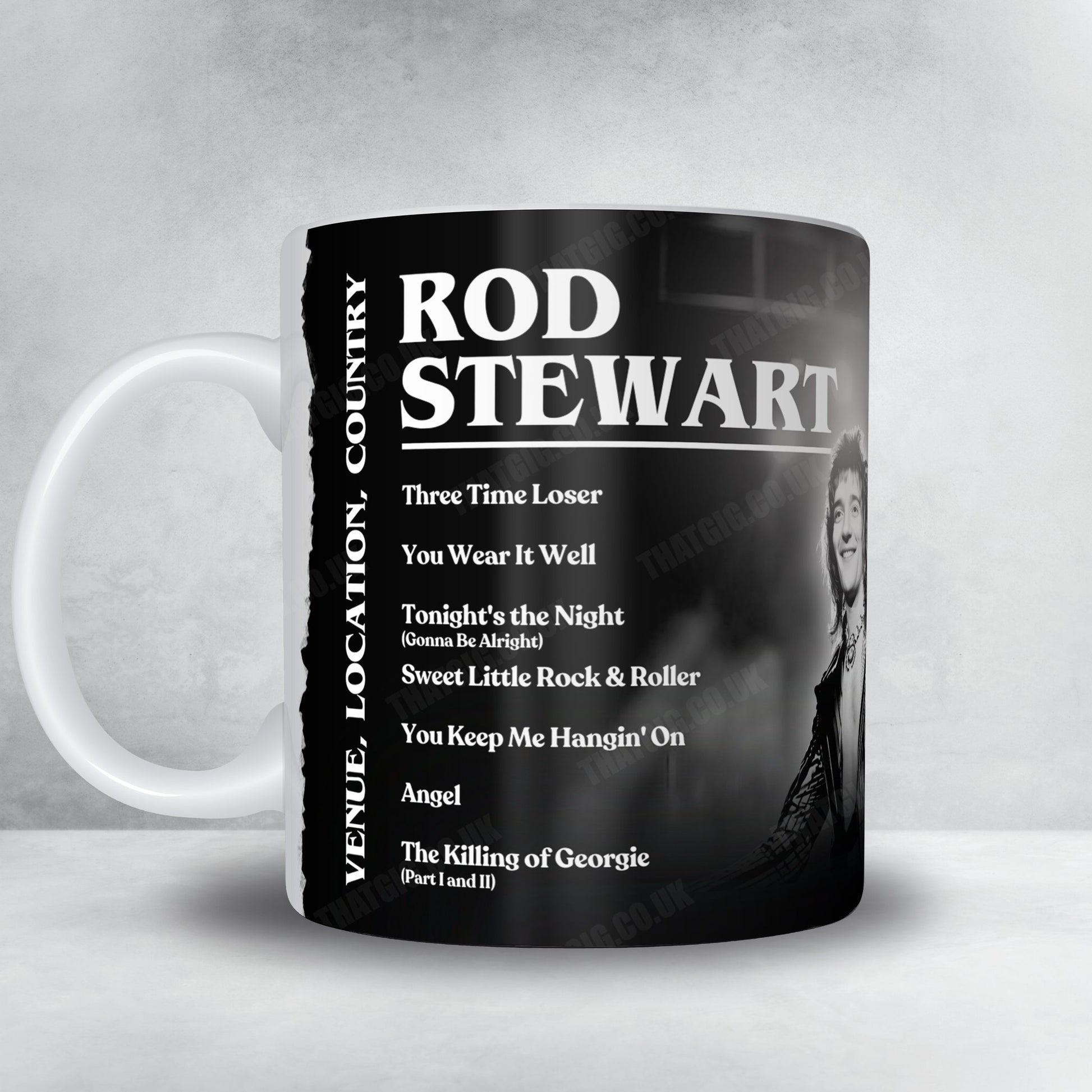 Rod Stewart Setlist Mug - Olympia Grand Hall, London, England - December 29th, 1978