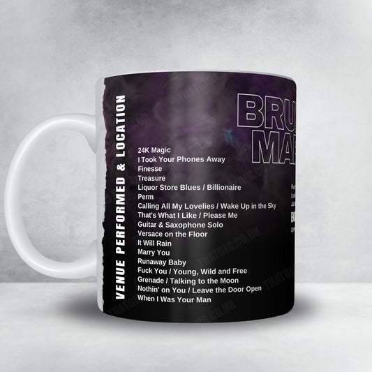 Bruno Mars Setlist Mug - Highland Festival Grounds at the Kentucky Expo Center, Louisville - September 17th, 2023