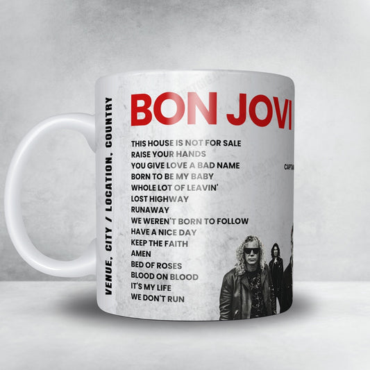 Bon Jovi Setlist Mug - Count Basie Theatre, Red Bank - October 1st, 2016