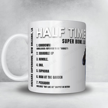 Kendrick Lamar Setlist Mug - Halftime Super Bowl LIX, Caesars Superdome, New Orleans - February 9th, 2025