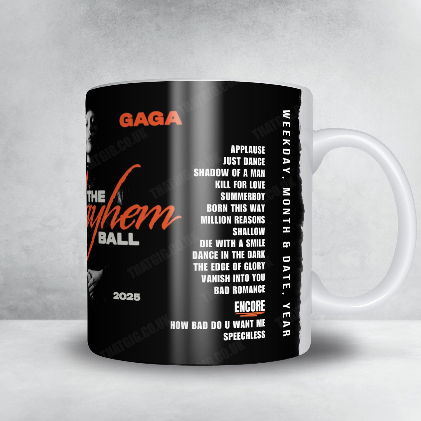 Lady Gaga Setlist Mug - Avicii Arena, Stockholm - October 13th, 2025