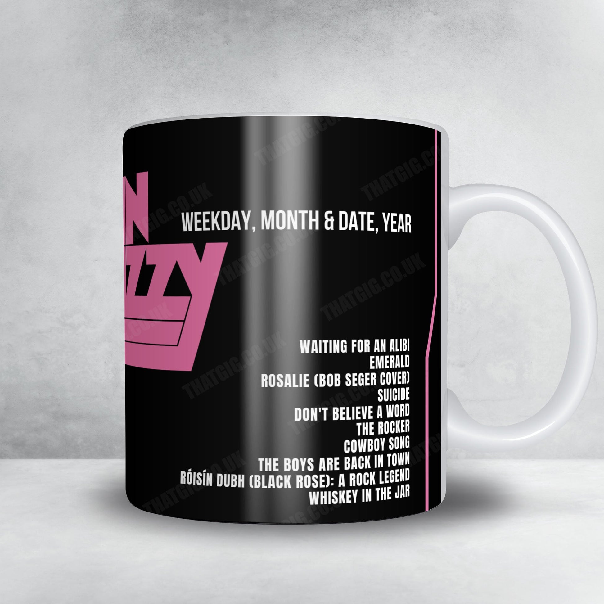 Thin Lizzy Setlist Mug - Speedway station, Lendava - July 2nd, 2000