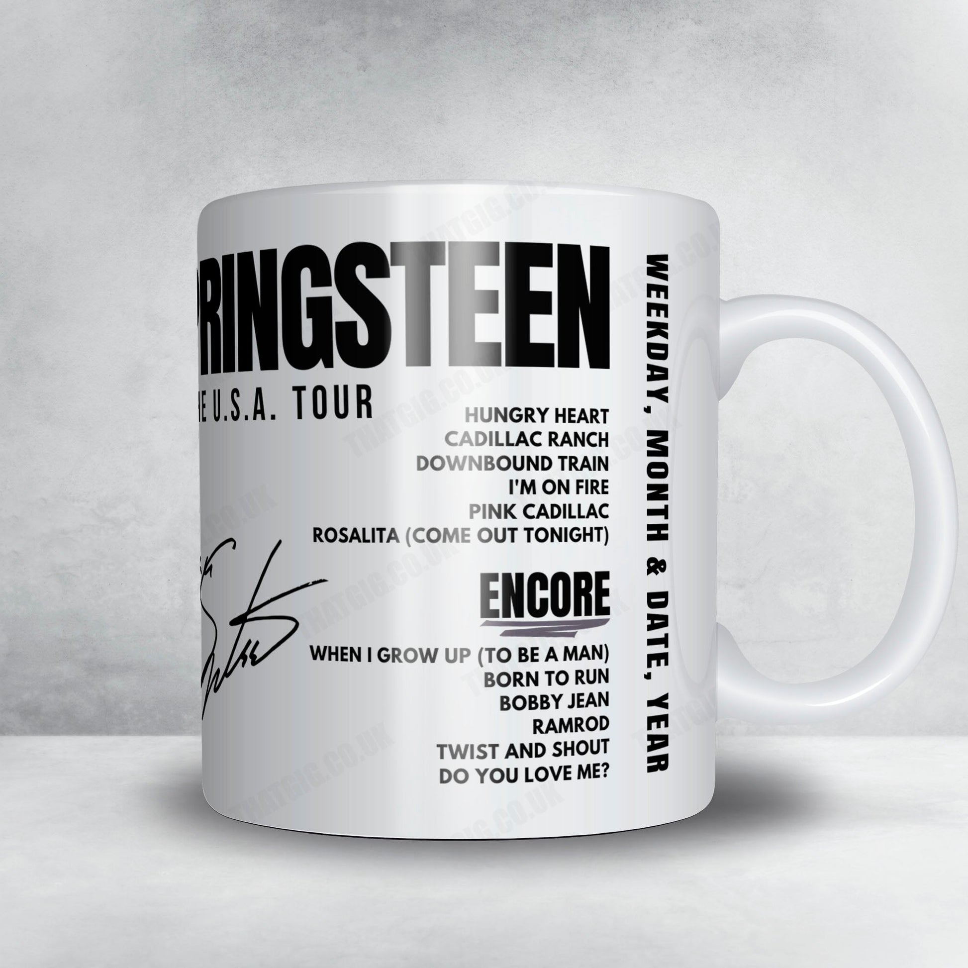 Bruce Springsteen Setlist Mug - Roundhay Park, Leeds - July 7th, 1985