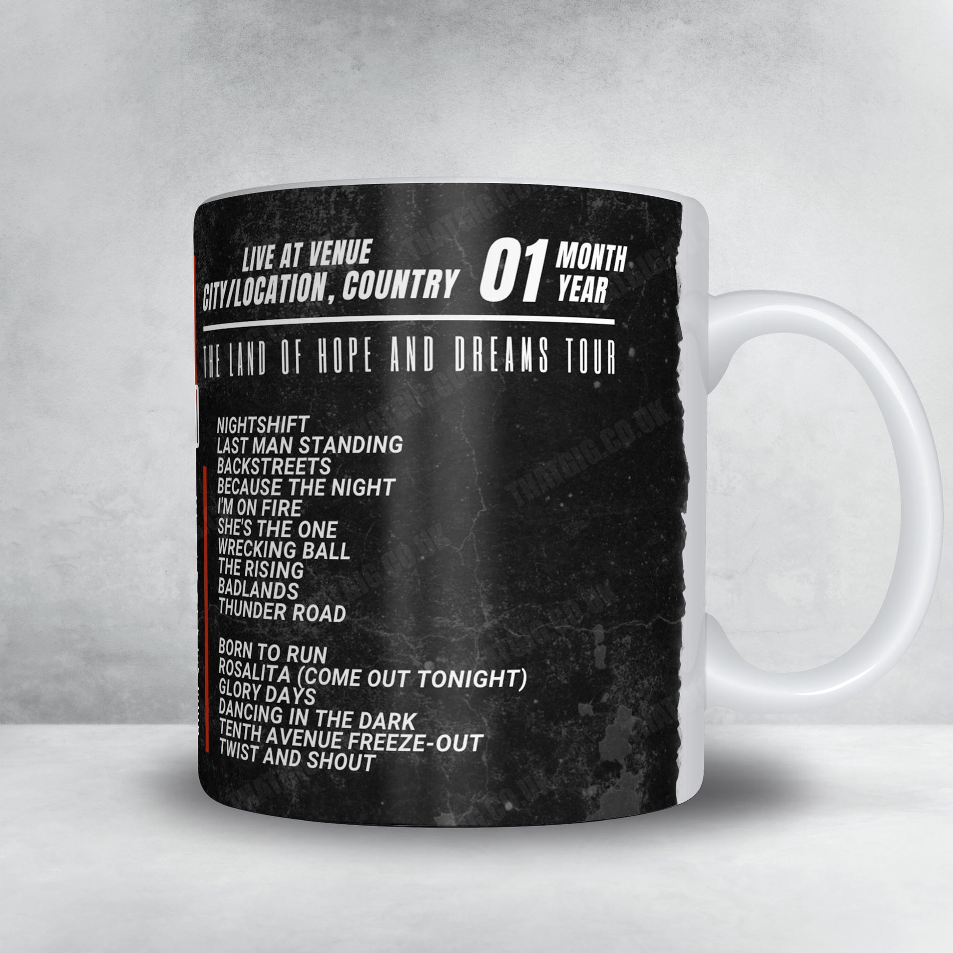 Bruce Springsteen Setlist Mug - Stade Pierre-Mauroy, Villeneuve-d'Ascq - May 27th, 2025